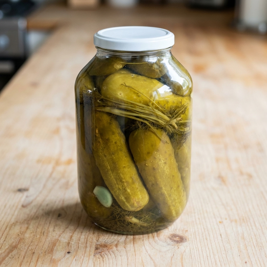 The same jar on a light wood kitchen counter in soft daylight